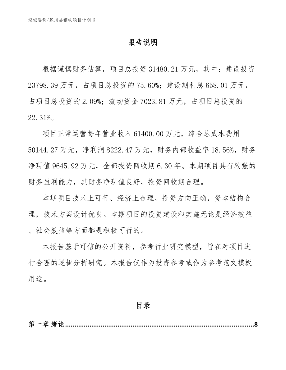 陇川县钢铁项目计划书_第2页