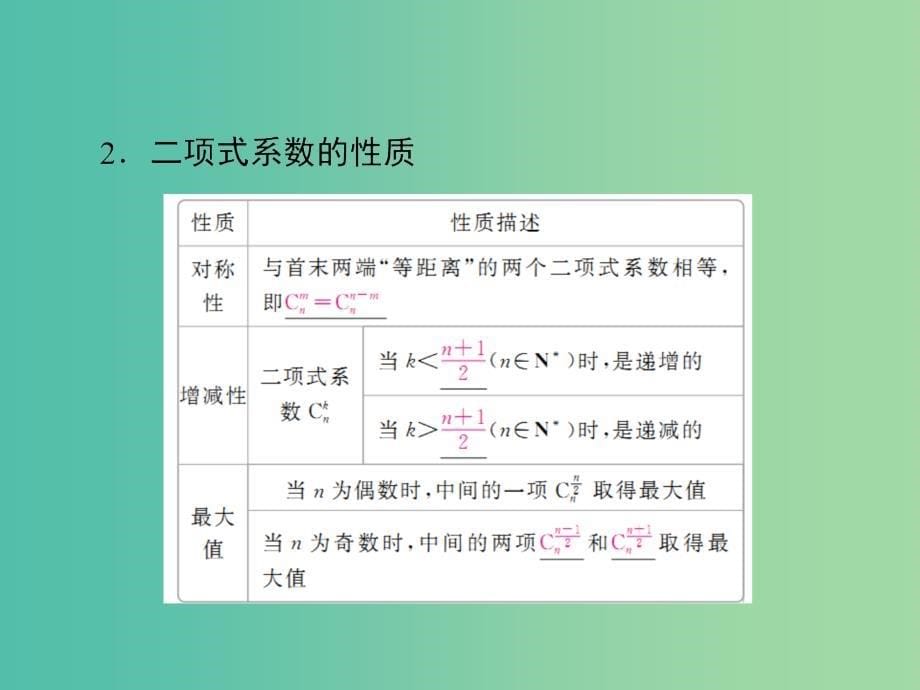 高考数学一轮复习第10章计数原理概率随机变量及其分布10.3二项式定理课件理.ppt_第5页