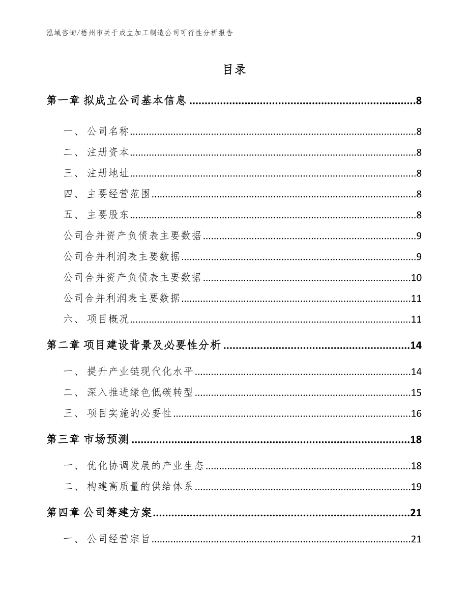 梧州市关于成立加工制造公司可行性分析报告（模板）_第2页