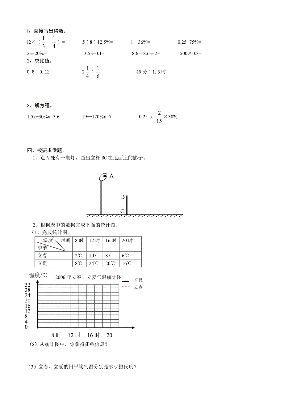 小学数学六年级上册期末测试卷(三套)_第2页