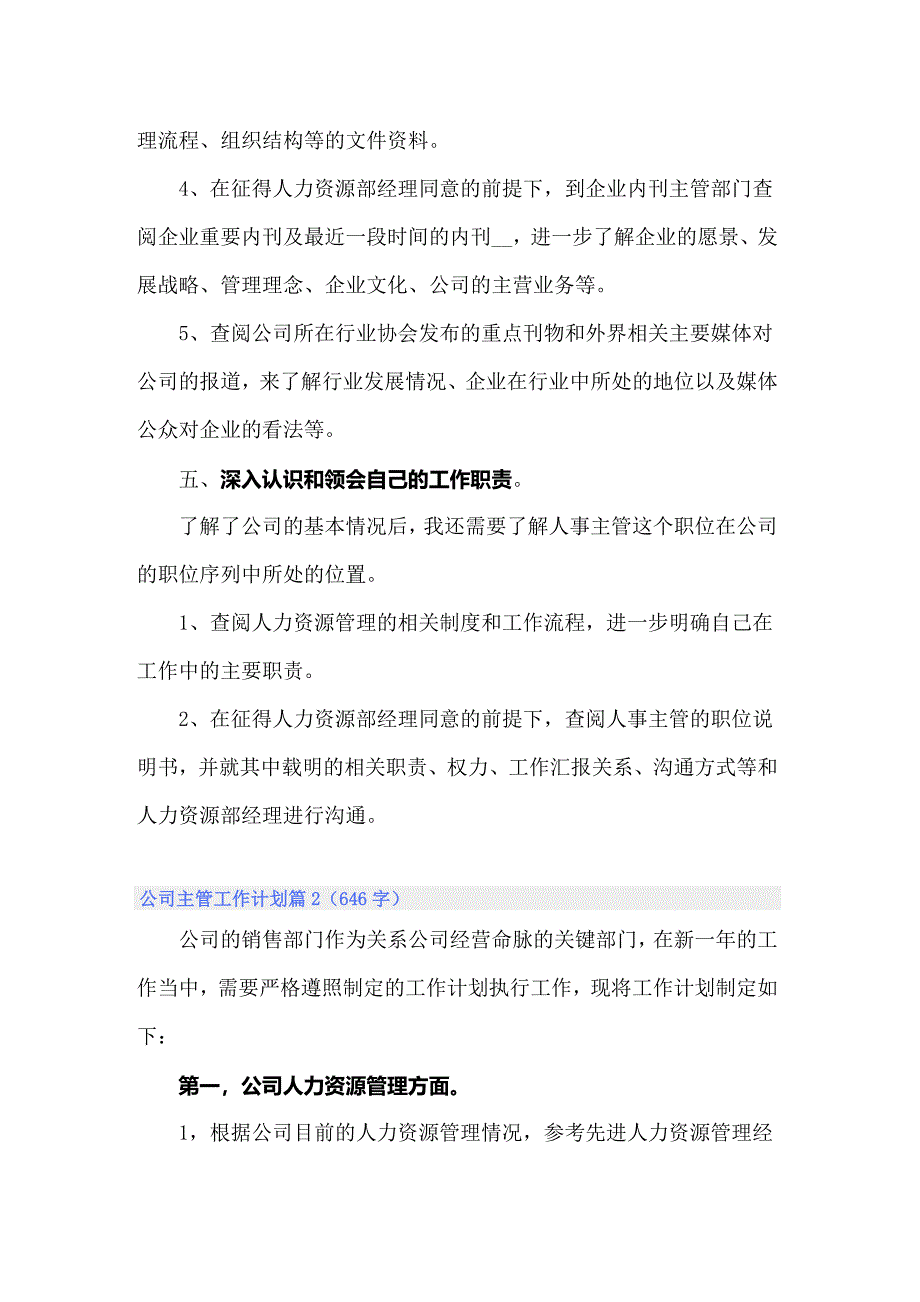 2022年精选公司主管工作计划3篇_第4页