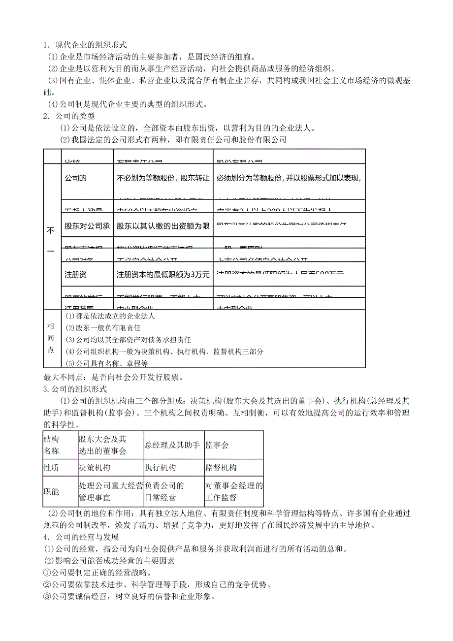 高一政治必修一第二单元提纲_第1页