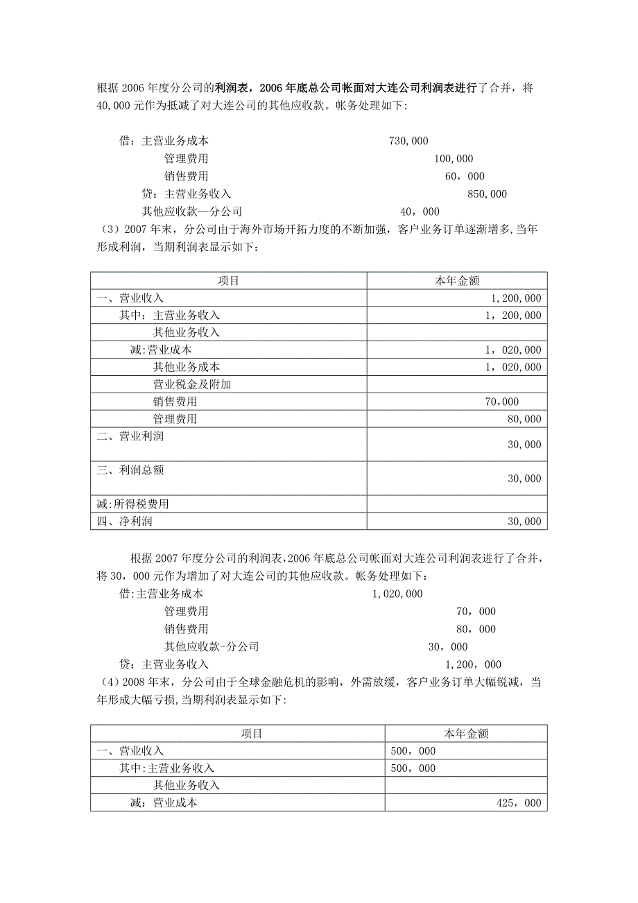 总公司与分公司合并报表编制举例_第2页