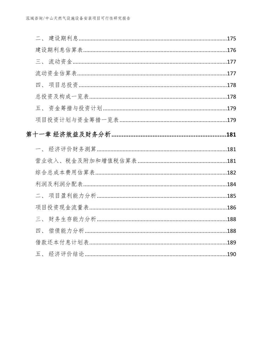 中山天然气设施设备安装项目可行性研究报告（范文模板）_第5页