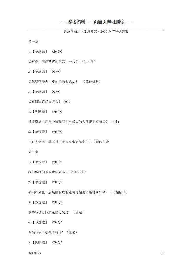 智慧树知到《走进故宫》章节测试答案[优质参考]