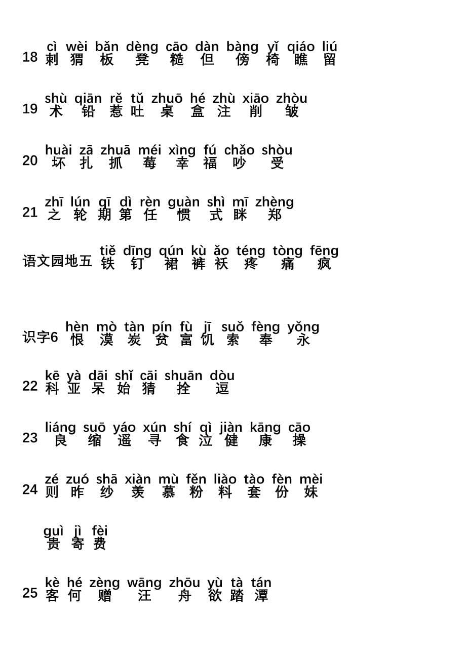 小学二年级语文上册生字表注音_第5页