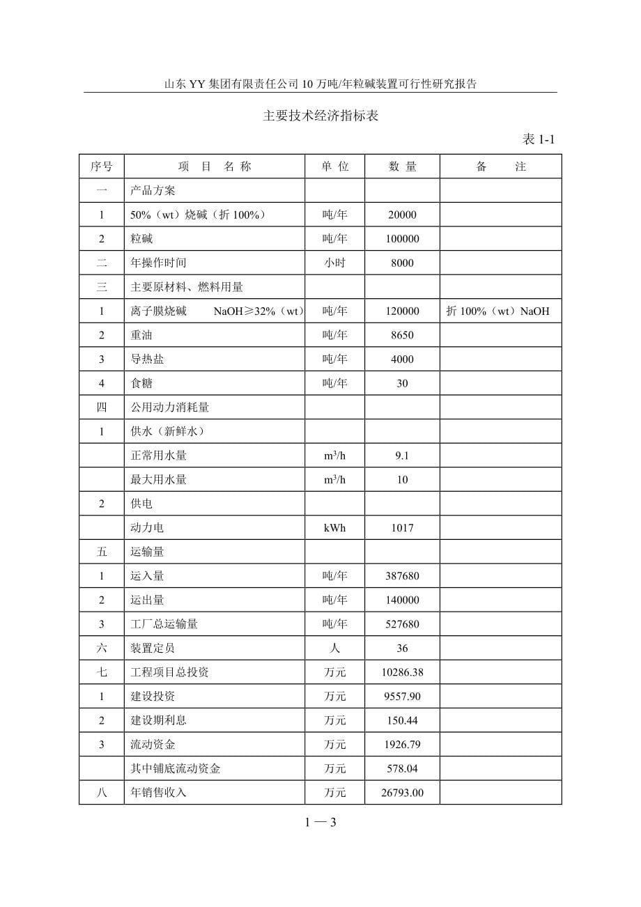 年产10万年粒碱装置项目可研建议书含财务表.doc_第5页