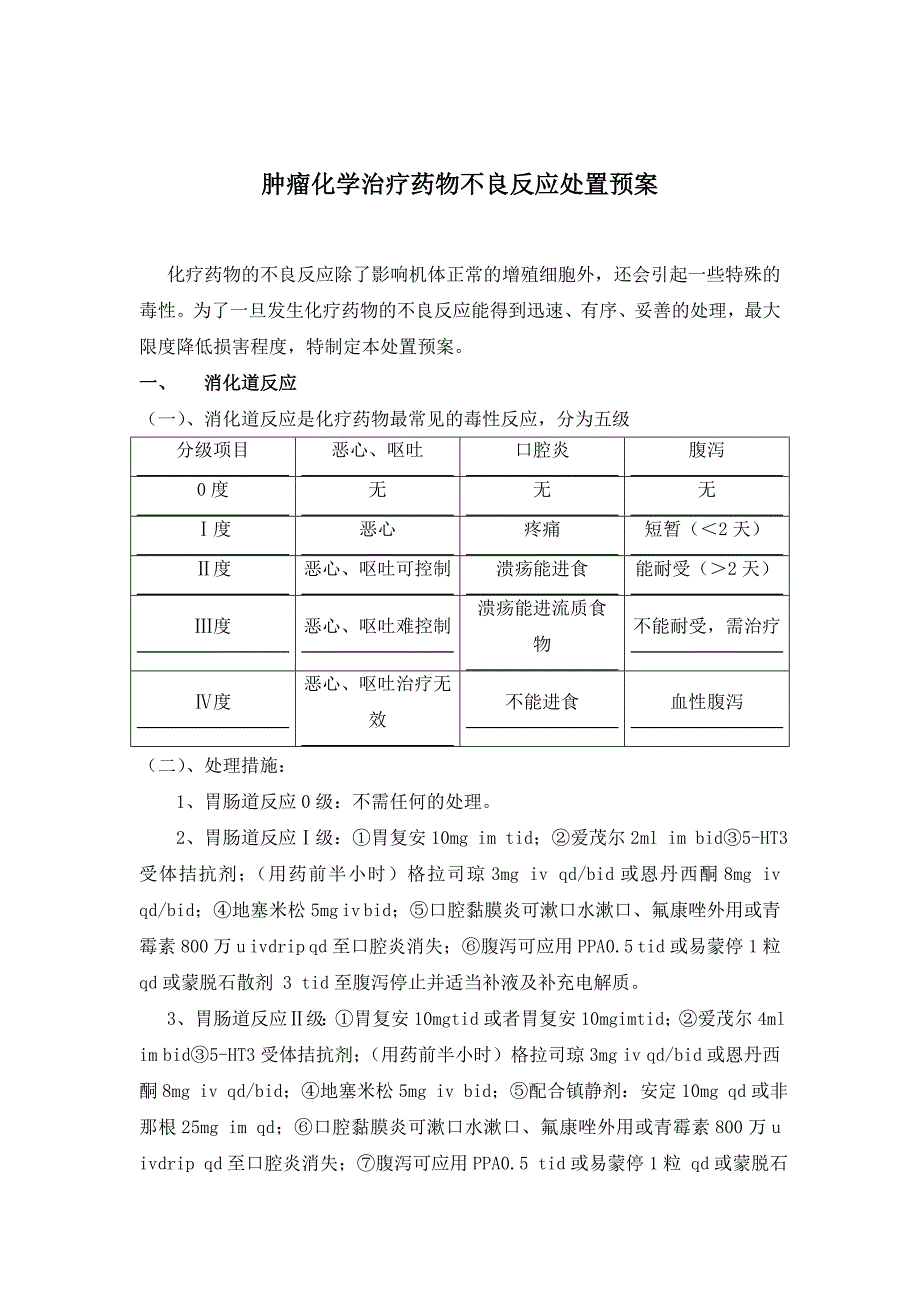 肿瘤化疗药不良反应预案处理_第1页