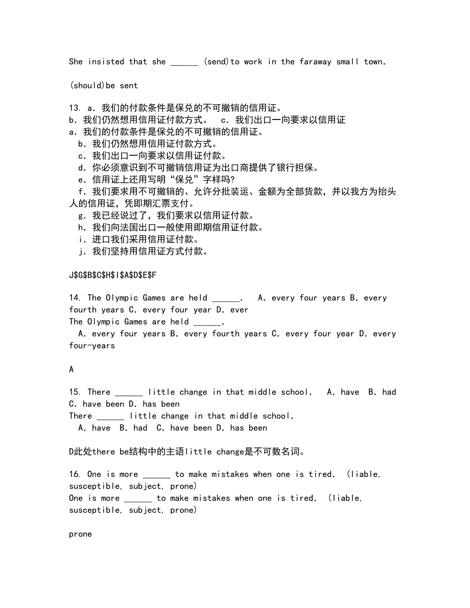 北京语言大学21春《英语语法》在线作业二满分答案_66_第4页