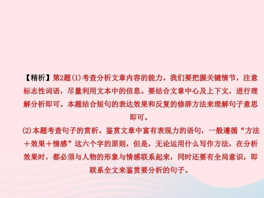 中考语文复习第二部分现代文阅读专题一文学作品阅读散文小说散文阅读习题课件_第5页