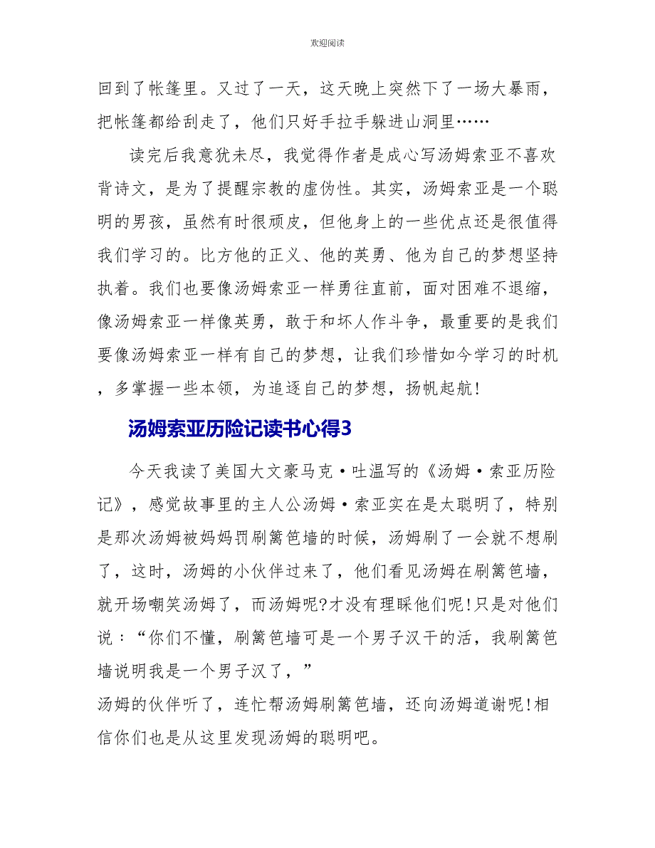 汤姆索亚历险记读后心得600字_第4页