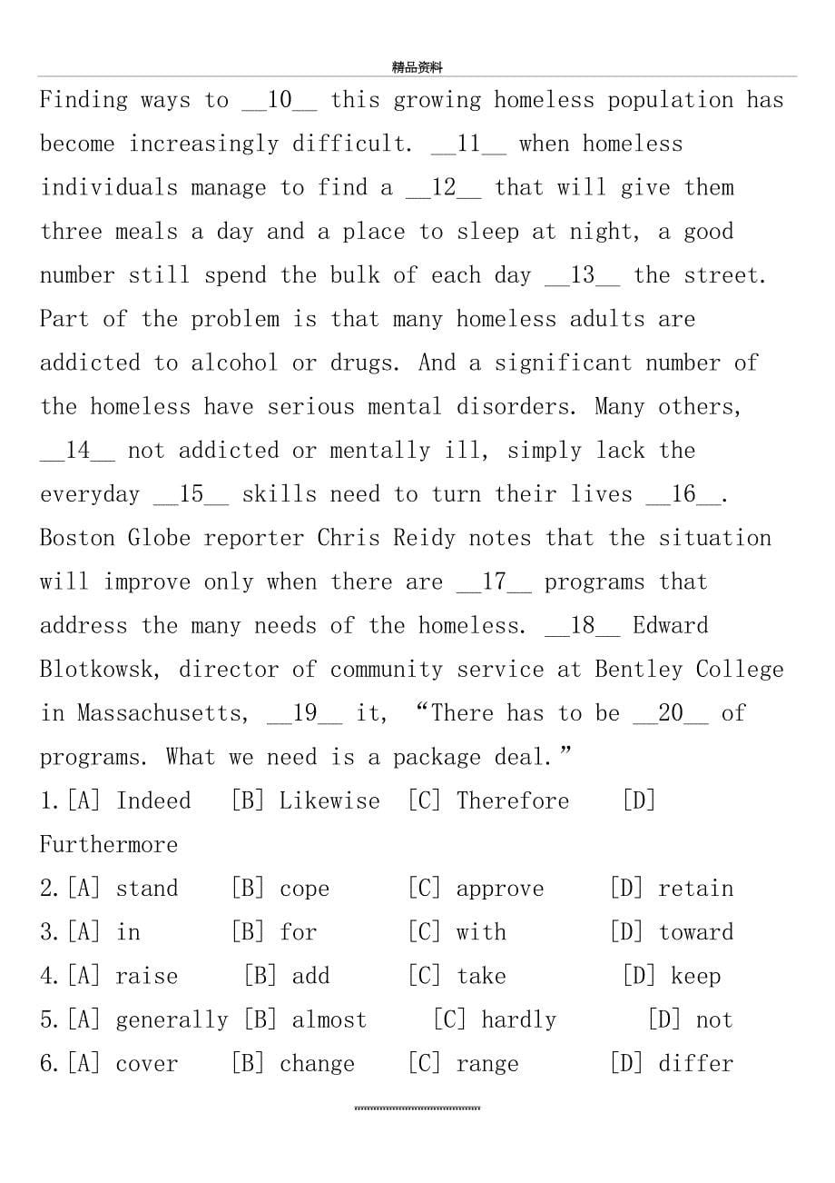 最新1994—历年考研英语真题完形填空及新题型_第5页