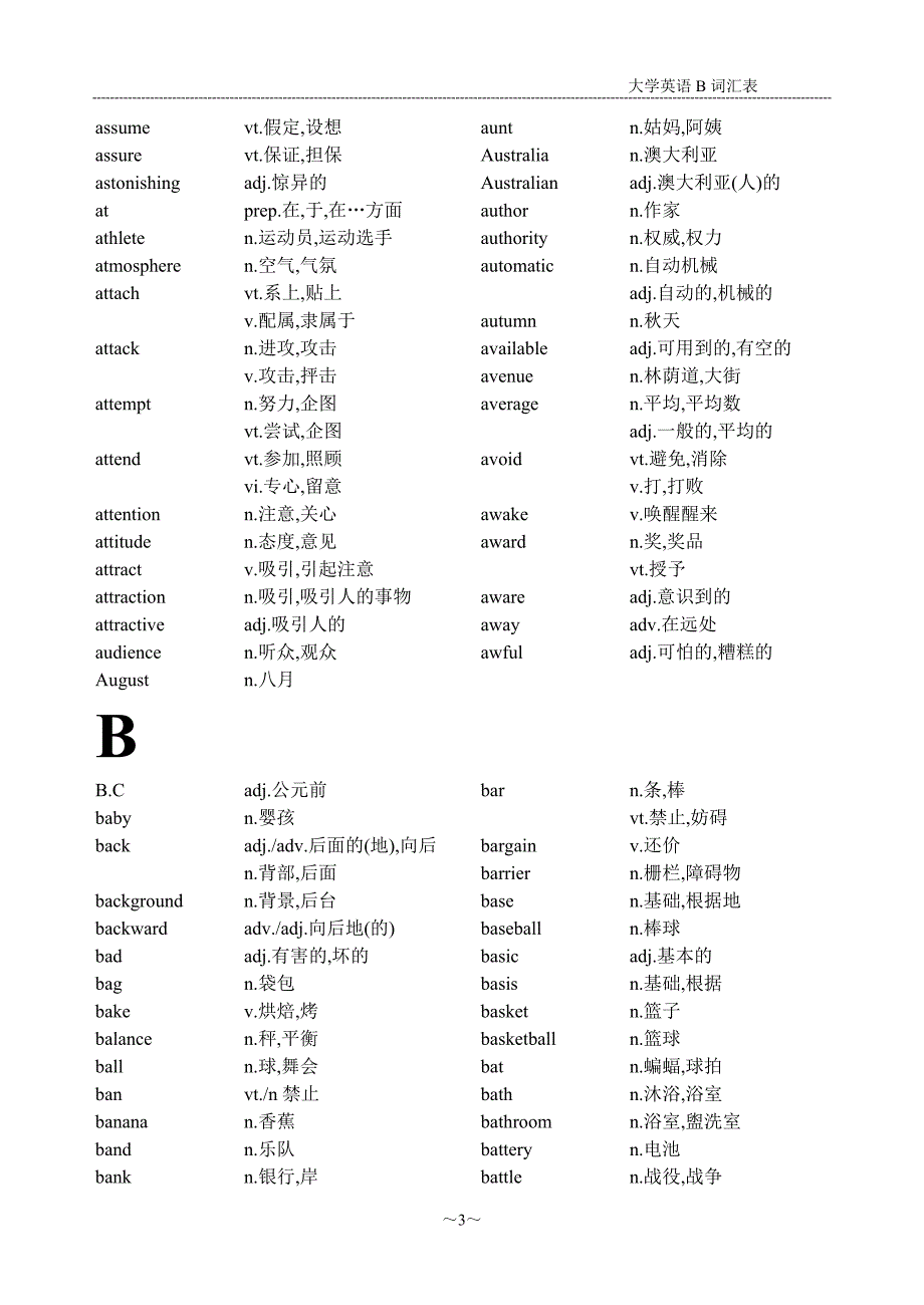 13年大学英语B级词汇表 (1)_第4页