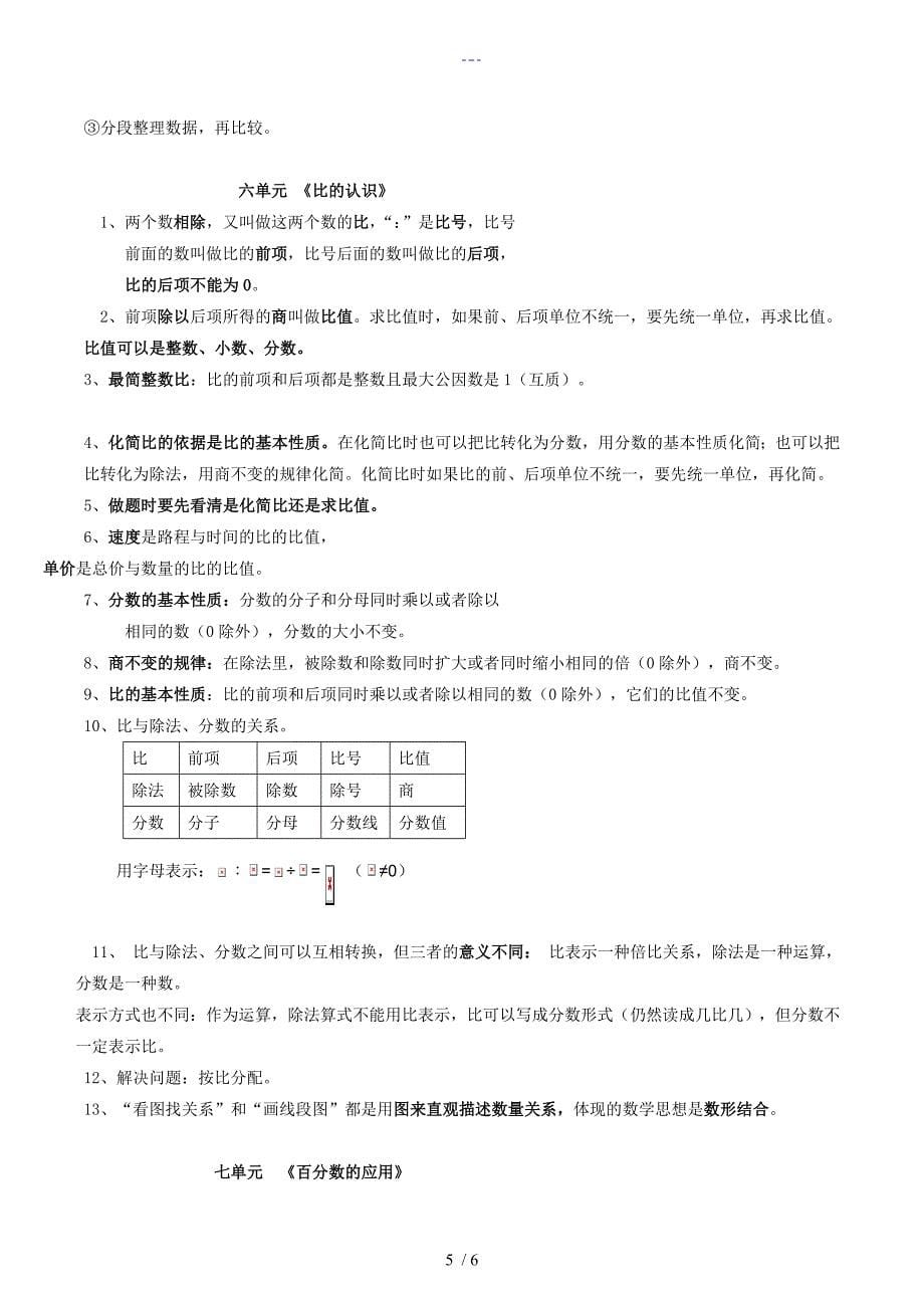 六年级上数学知识点与笔记（注释）_第5页