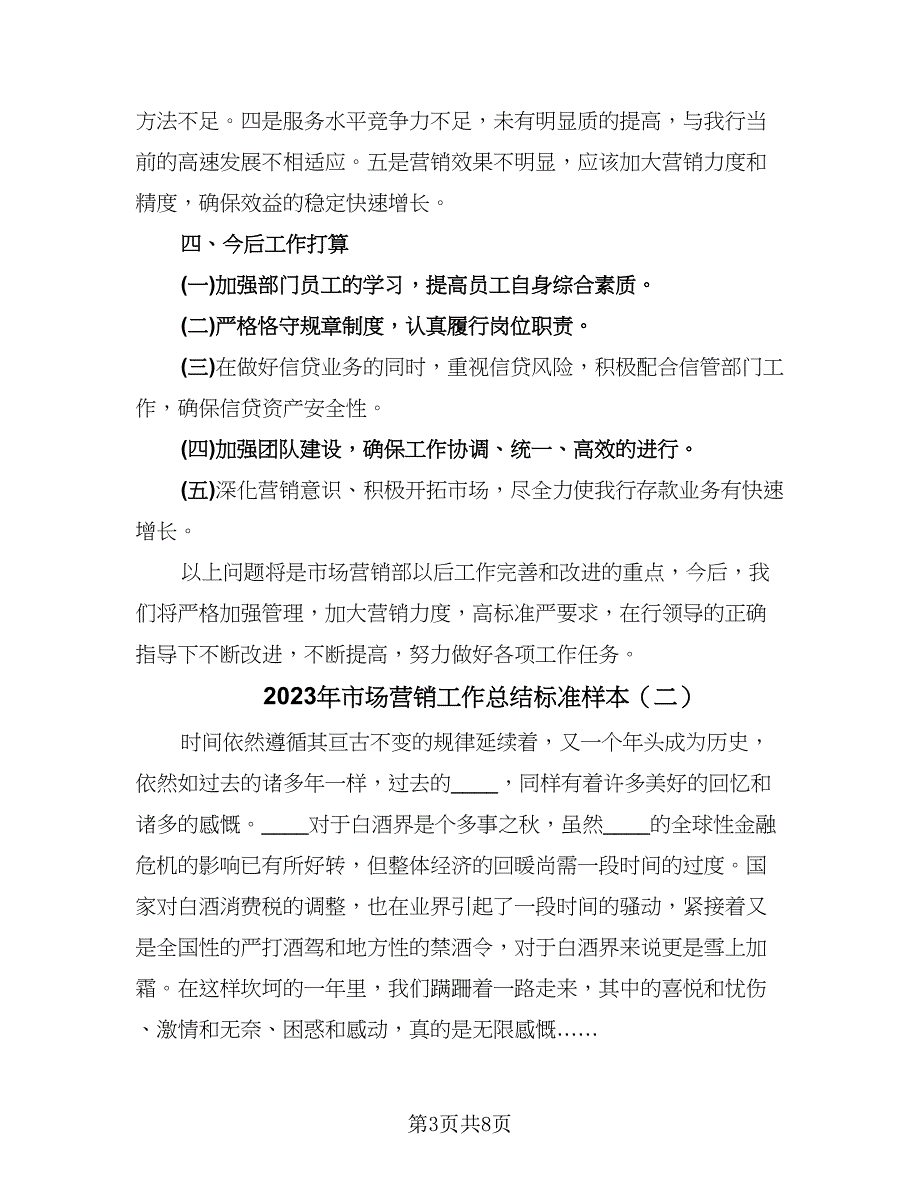 2023年市场营销工作总结标准样本（二篇）_第3页