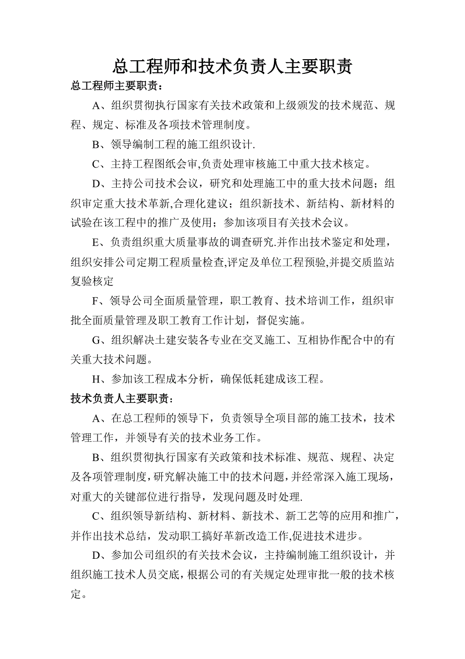 总工程师和技术负责人主要职责_第1页