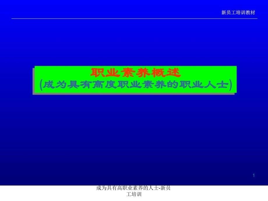 成为具有高职业素养的人士新员工培训课件_第1页