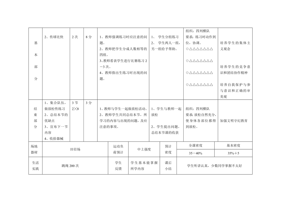 小学二年级下册体育整册教案集_第4页