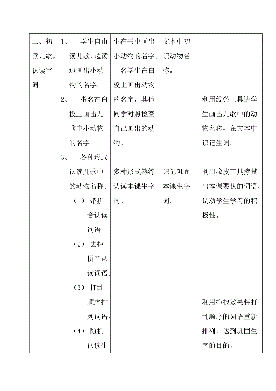 一年级下学期识字四教学设计_第4页