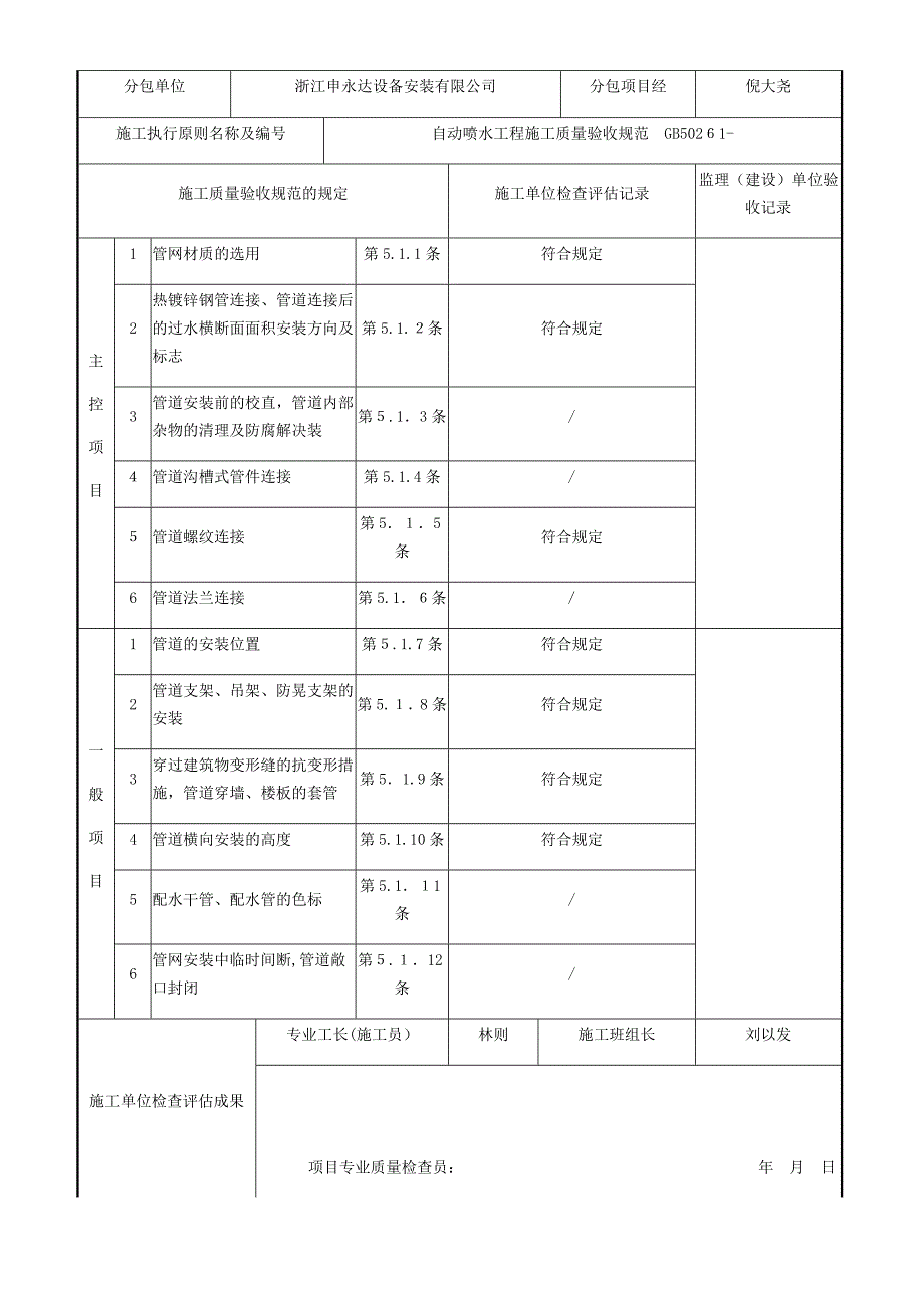 自动喷水灭火系统管网安装质量验收记录表_第4页