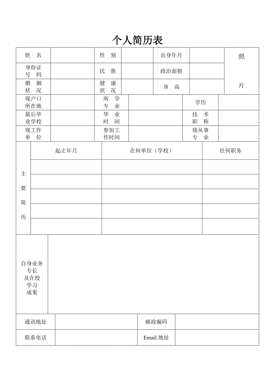 (全套求职必备)a4纸简历模板.doc_第1页