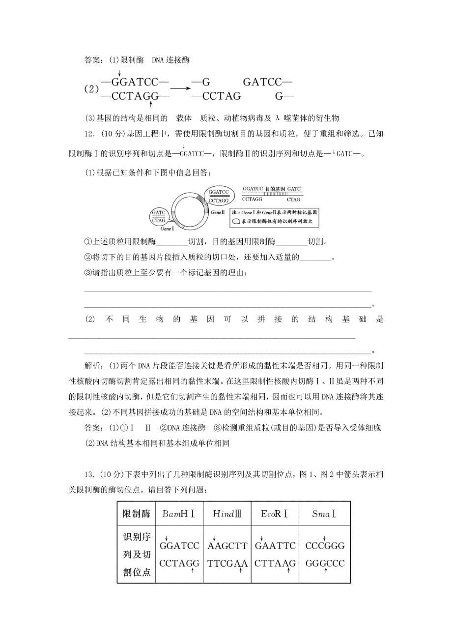 2022年高中生物课时跟踪检测一DNA重组技术的基本工具新人教版_第5页