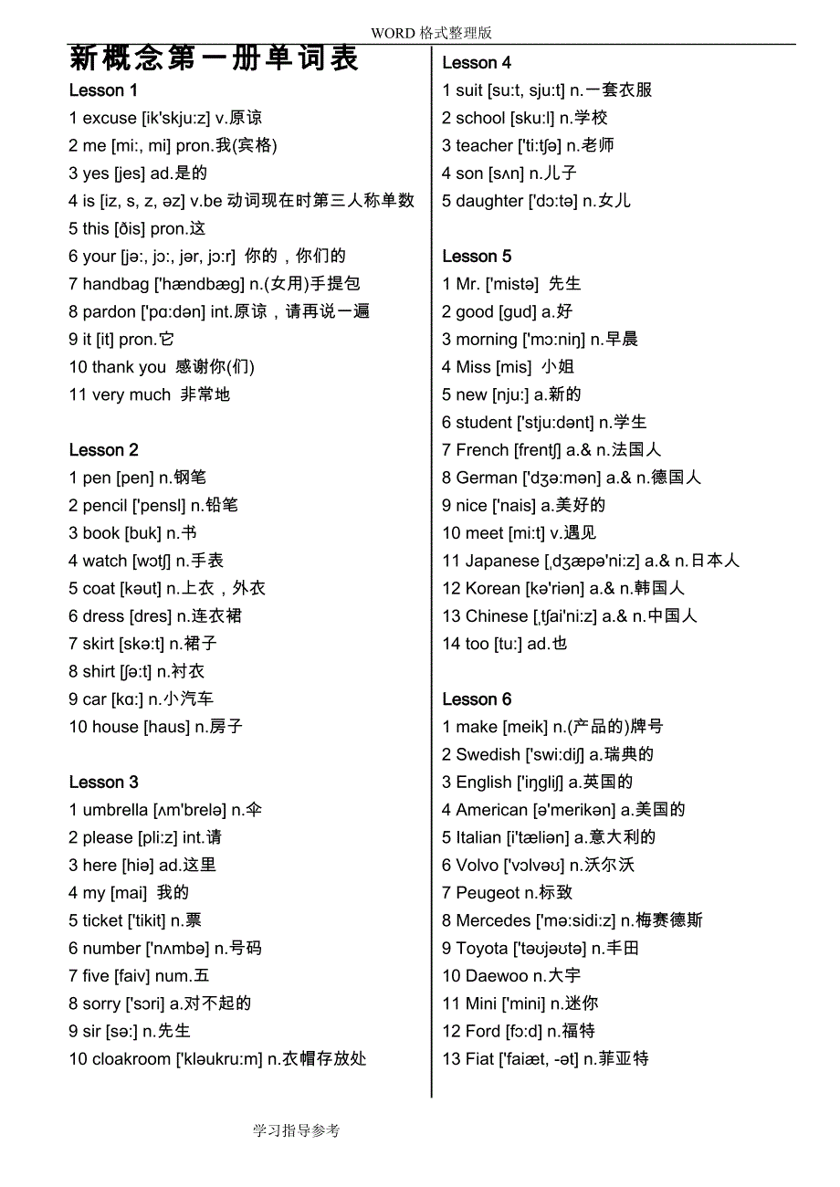 (完整版)新概念英语第一册单词汇总打印版.doc_第1页