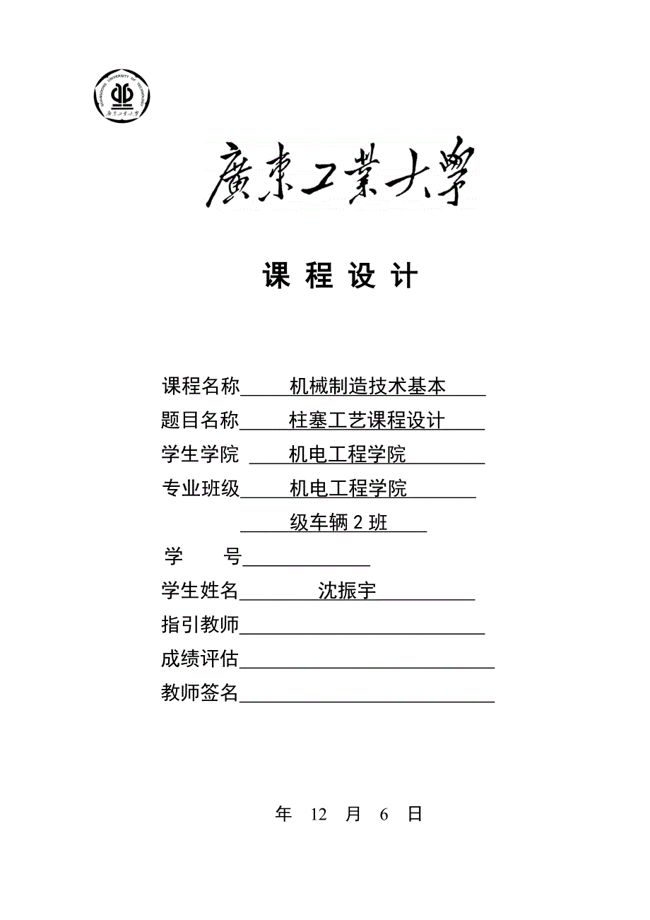 柱塞标准工艺优质课程设计_第1页