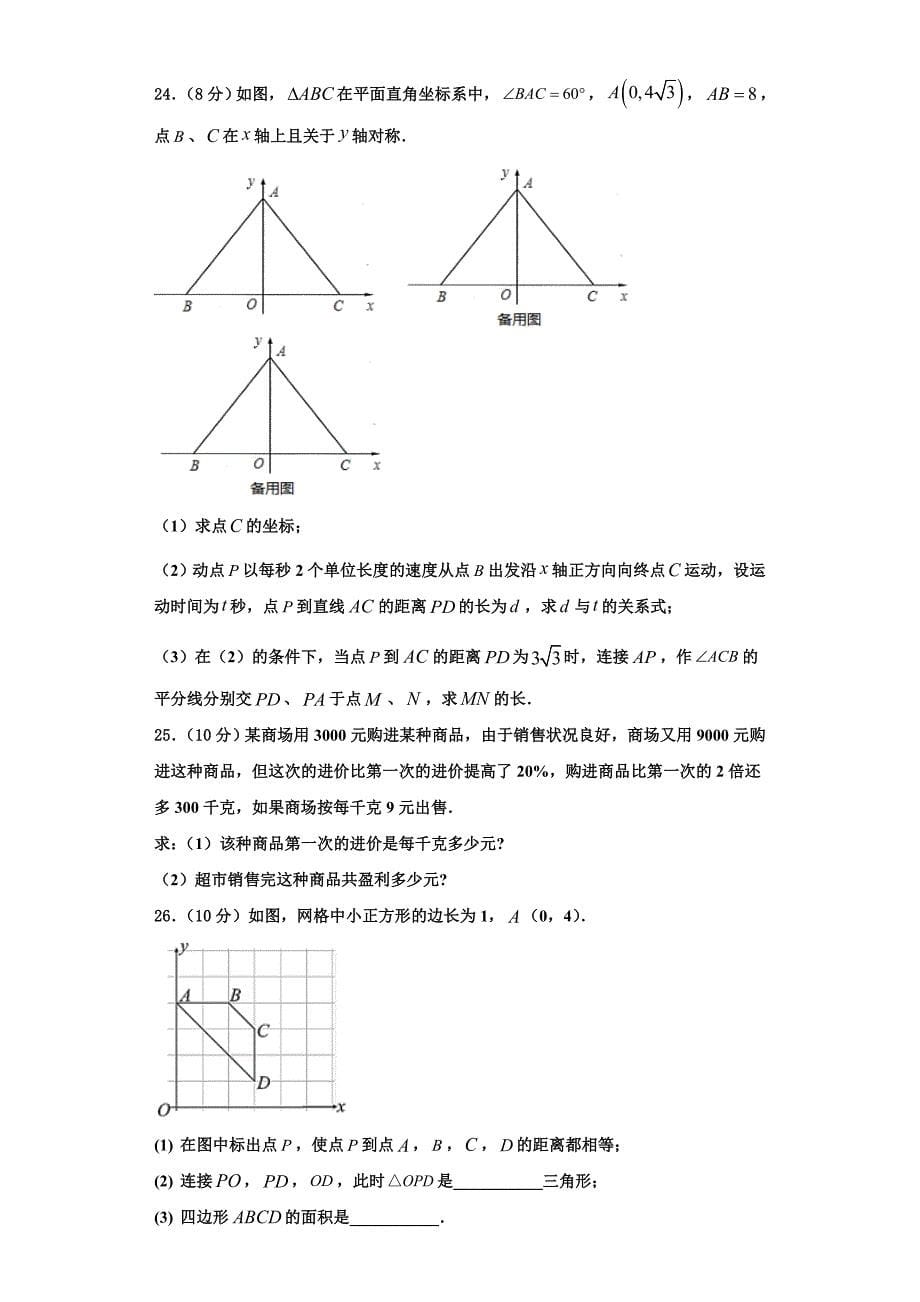 福建省泉州第十六中学2023学年八年级数学第一学期期末复习检测模拟试题含解析.doc_第5页