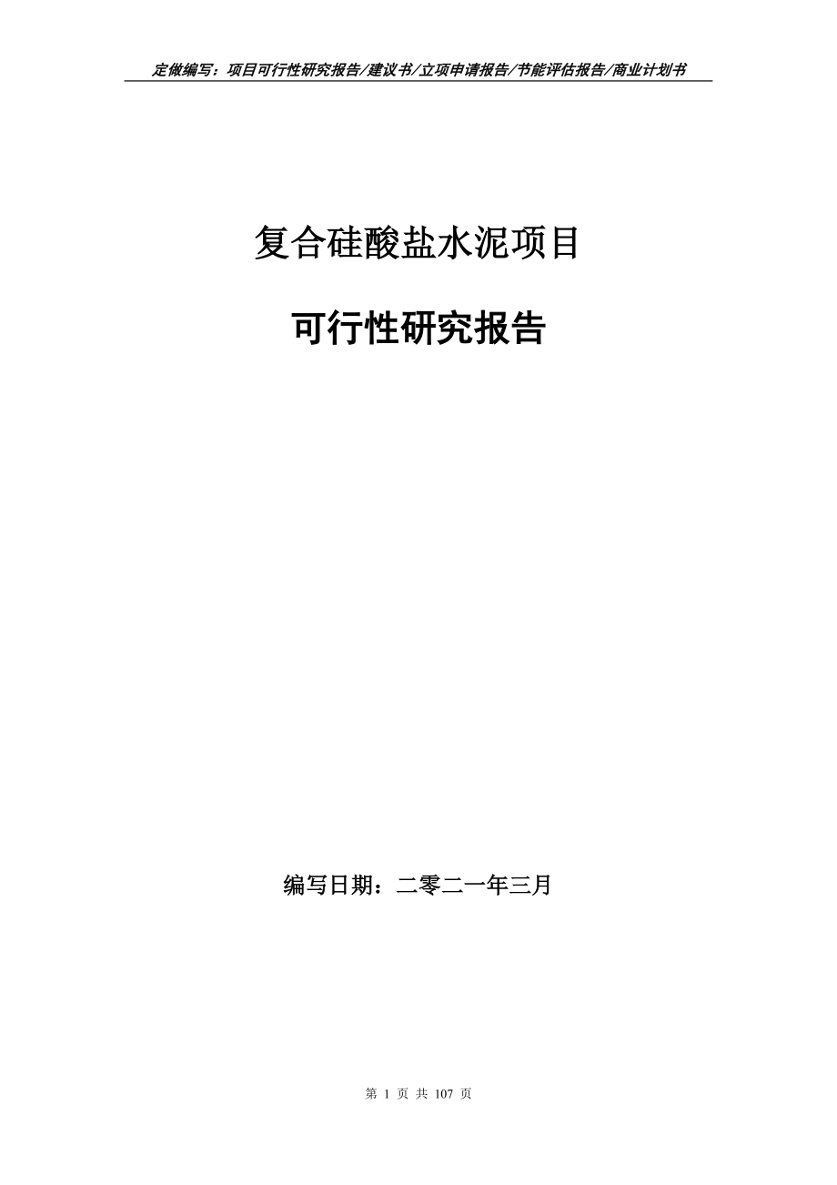 复合硅酸盐水泥项目可行性研究报告写作范本_第1页