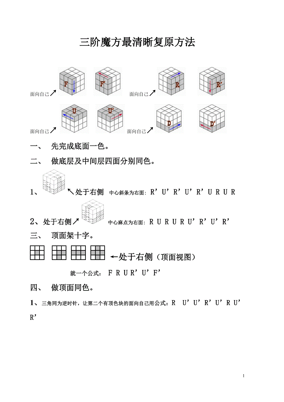 三阶魔方图解--最清晰复(还)原方法.doc_第1页
