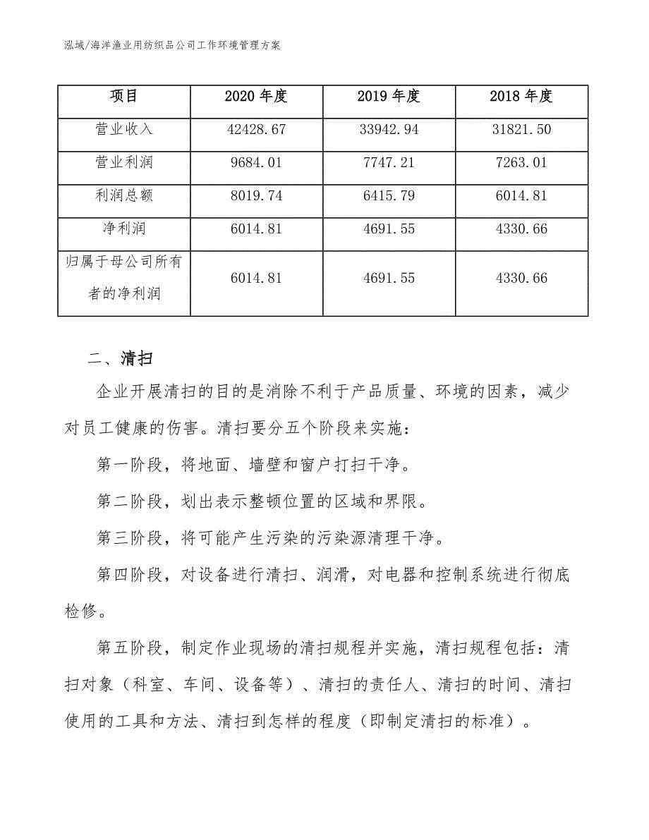 海洋渔业用纺织品公司工作环境管理方案_第5页