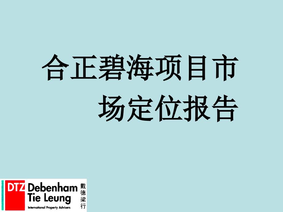 戴德梁行深圳合正碧海综合体项目市场定位报告(73页)_第1页