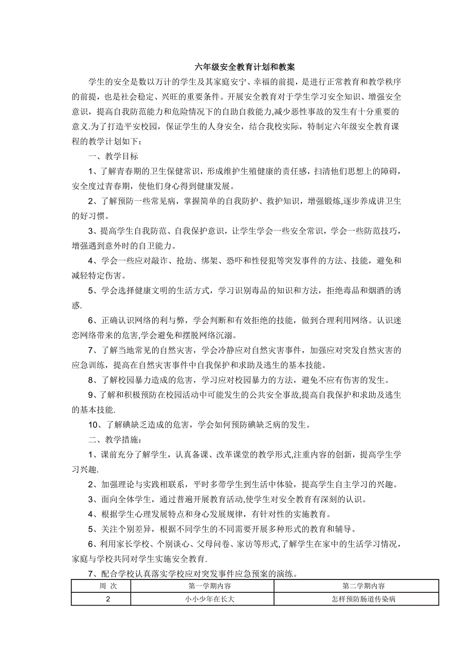 小学六年级安全教育教案_第1页