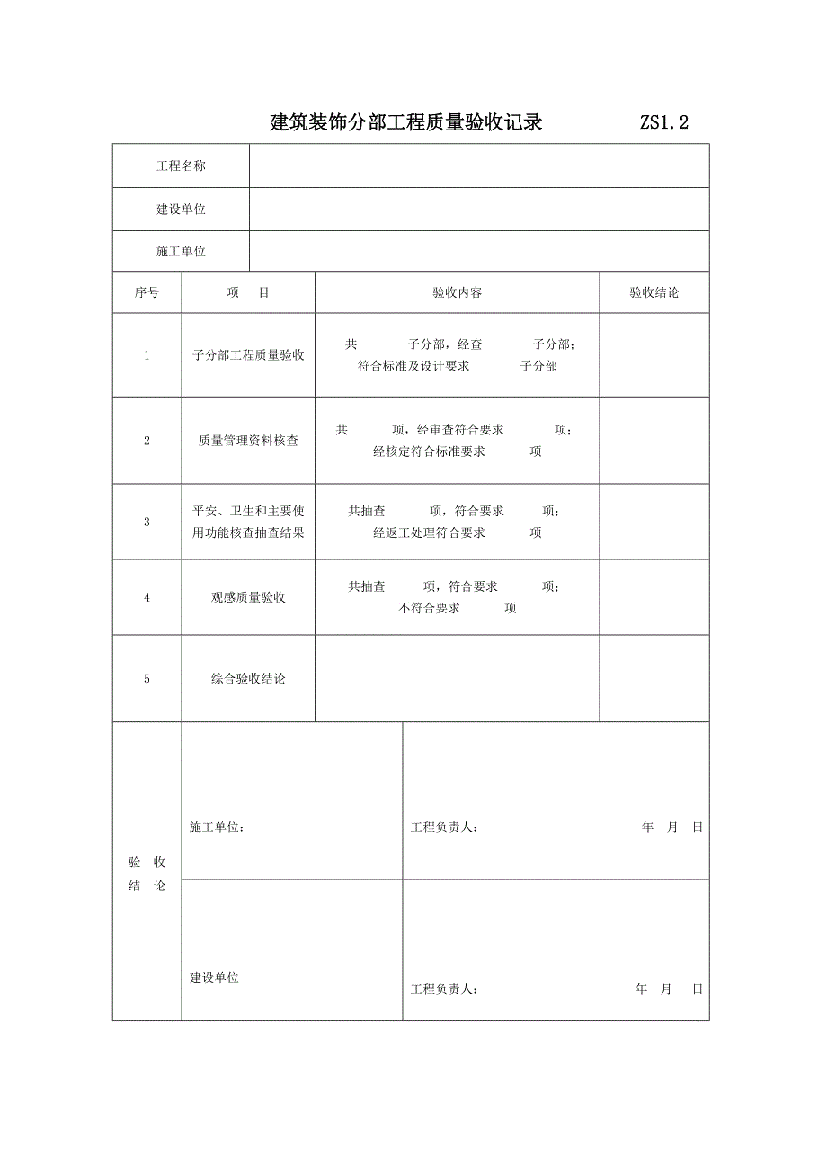 装饰工程竣工验收表格_第2页