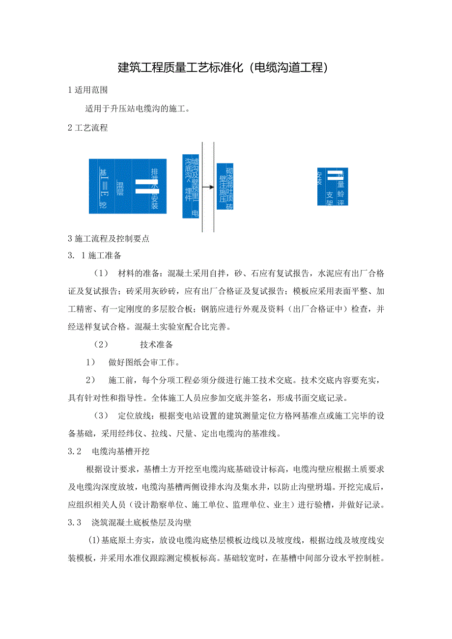 建筑工程质量工艺标准化（电缆沟道工程）_第1页
