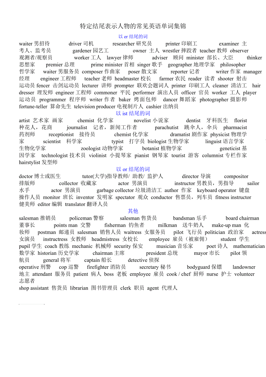 表示人物的常见英语单词集锦_第1页