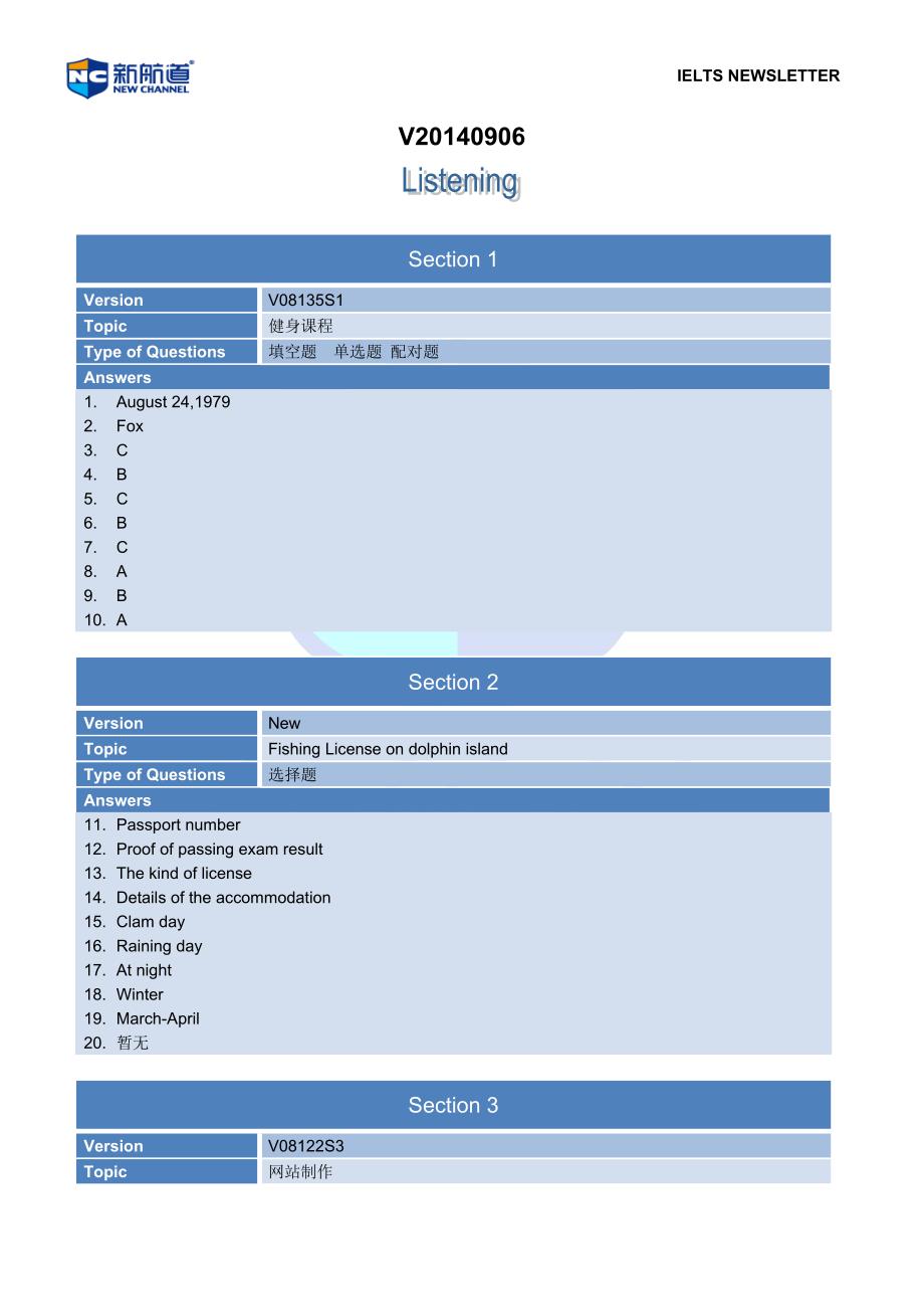 新航道网校2014年9月6日雅思考试回忆_第1页