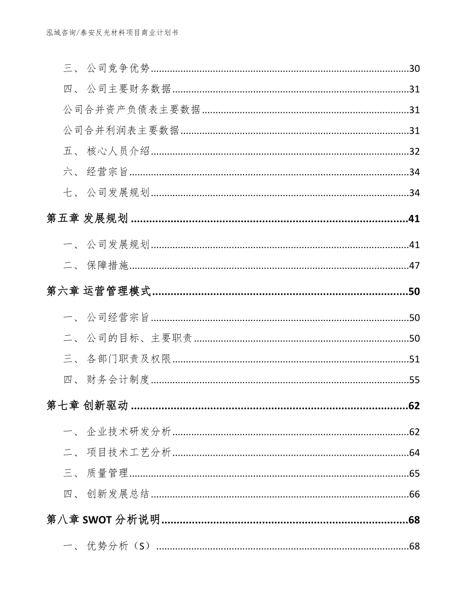 泰安反光材料项目商业计划书_范文模板_第3页