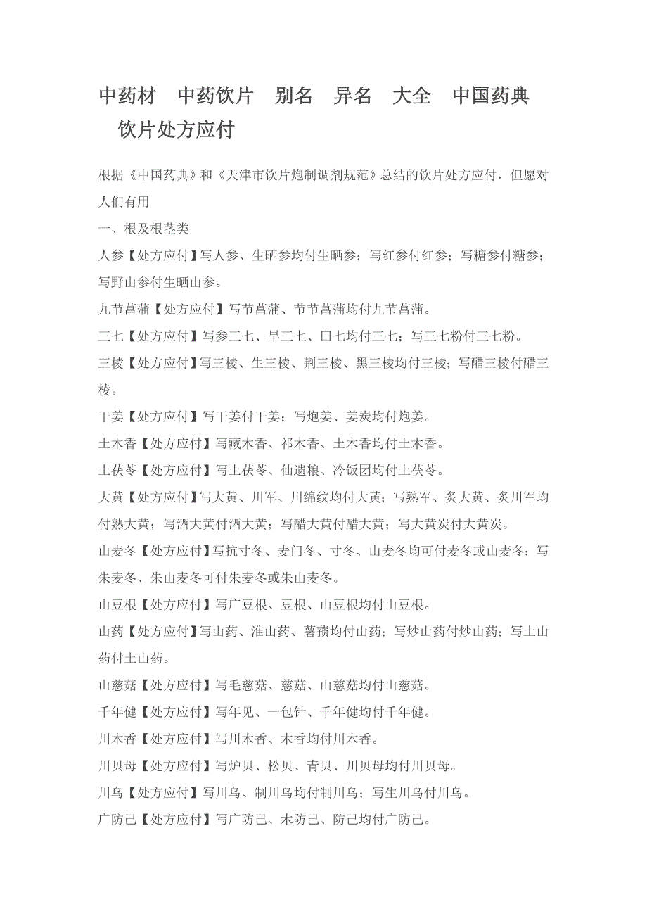 中药饮片别名大全_第1页