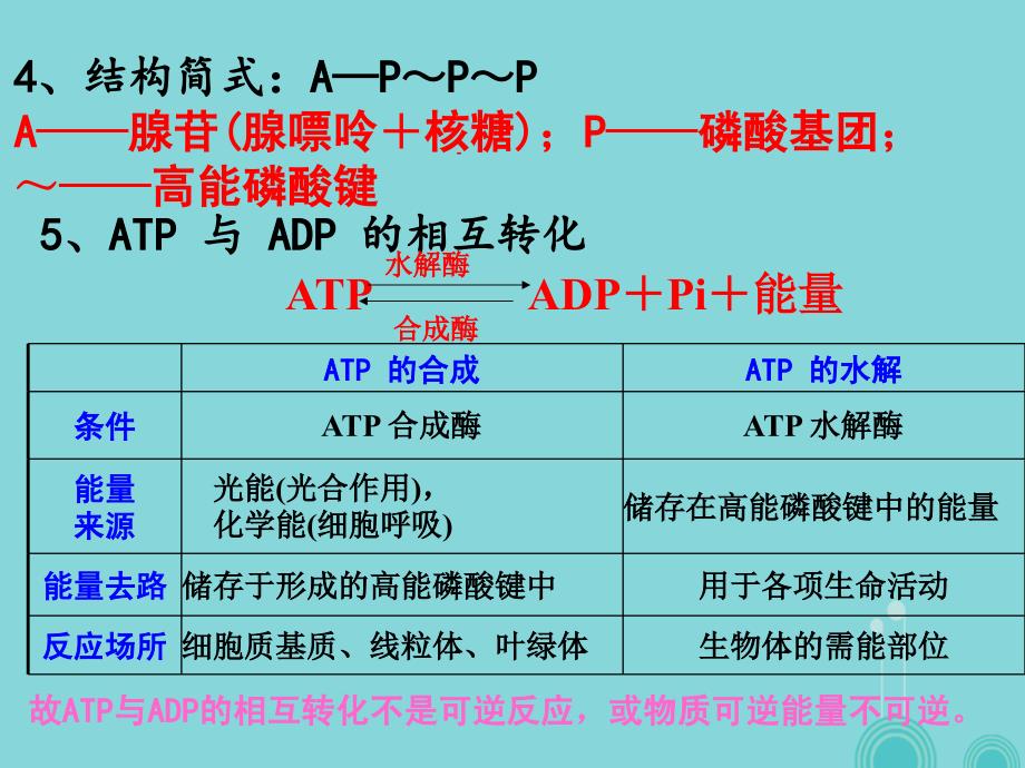 湖南省衡阳县2017届高三生物一轮复习第10讲ATP与细胞呼吸第一课时课件新人教版必修1_第3页