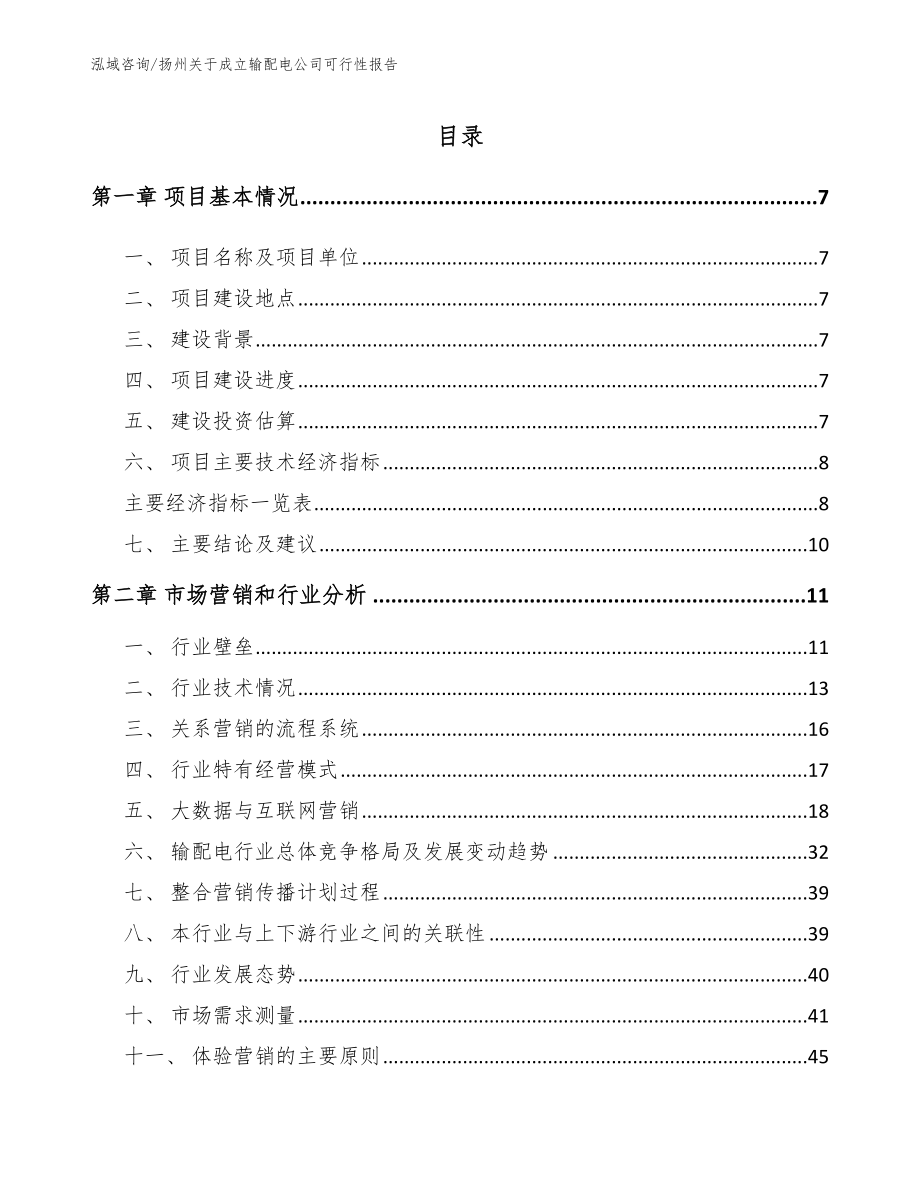 扬州关于成立输配电公司可行性报告（参考模板）_第1页