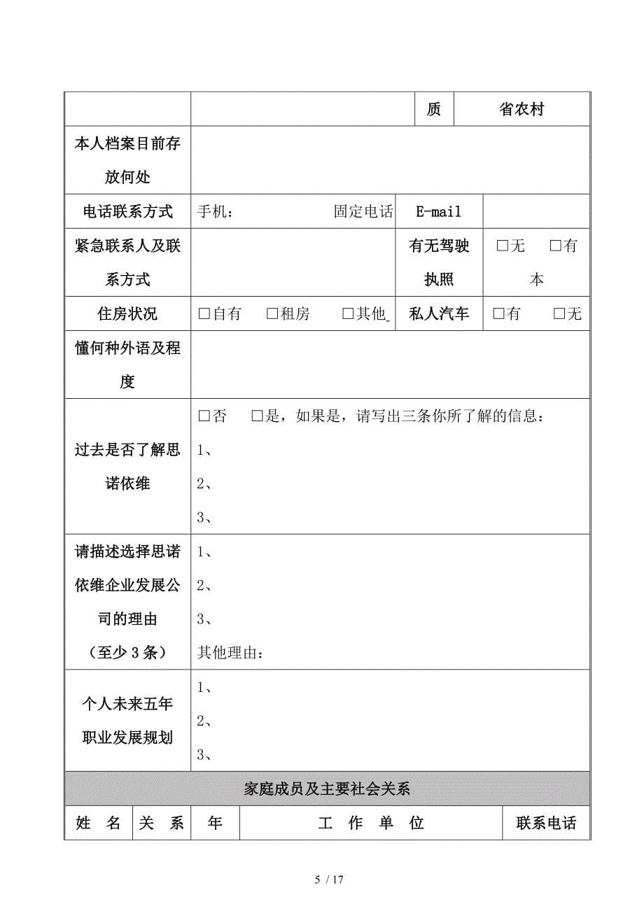 人员招聘面谈录用入职等表格_第5页