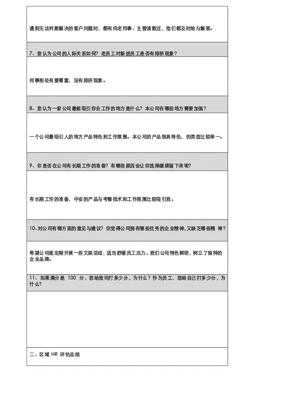 员工访谈记录表完整优秀版_第5页