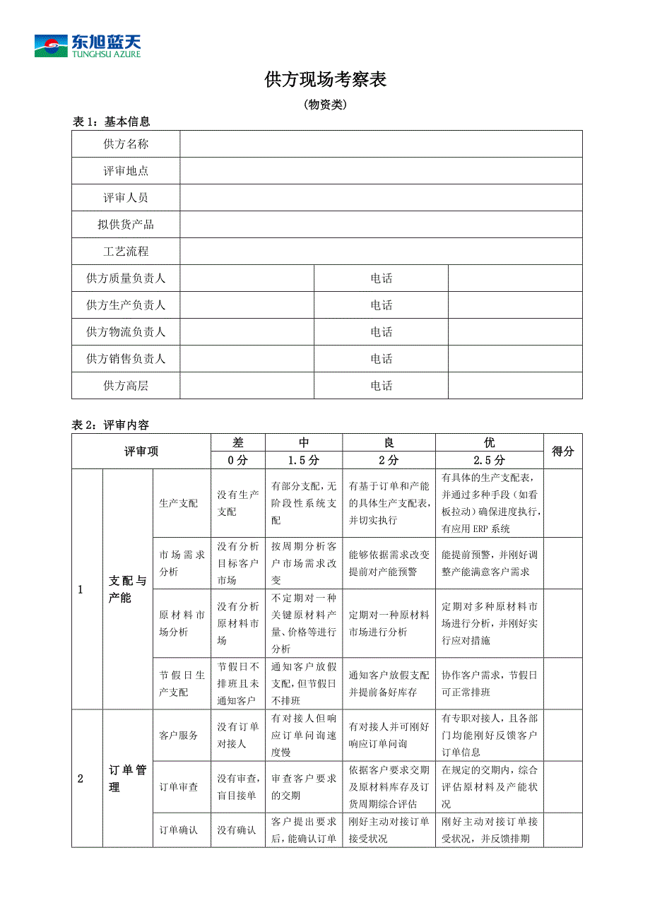 物资类-供应商现场考察表_第1页