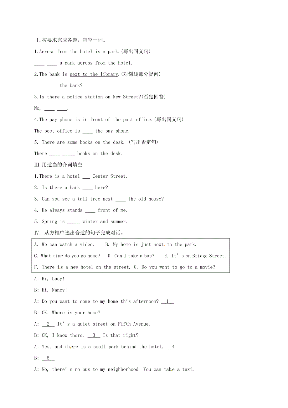 【最新】贵州省七年级英语下册Unit8IsthereapostofficenearhereSectionAgrammarfocus3c导学案人教新目标版_第3页