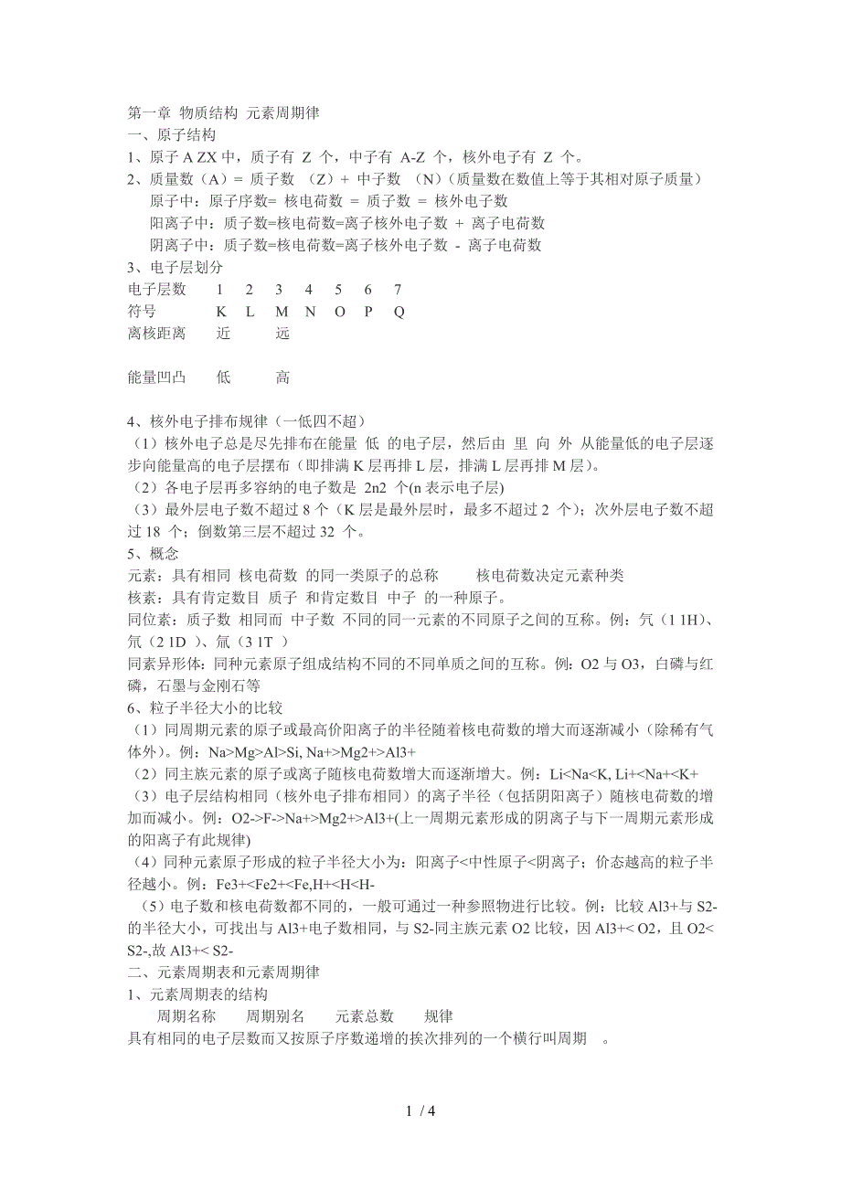 知识点总结化学物质结构_第1页