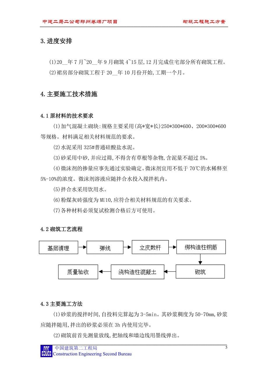 [郑州]高层住宅楼砌筑工程施工方案范本_第5页