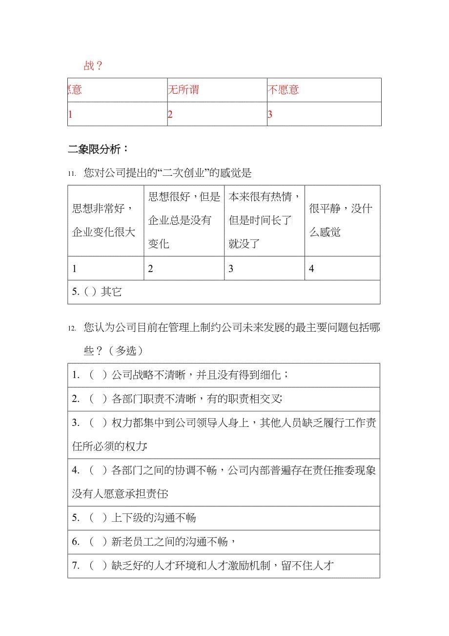 上海某公司企业文化调查问卷_第5页