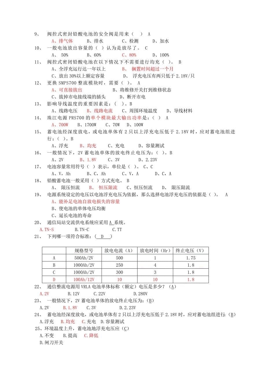 动力电源维护试题(修改完1)sfsdf.doc_第5页